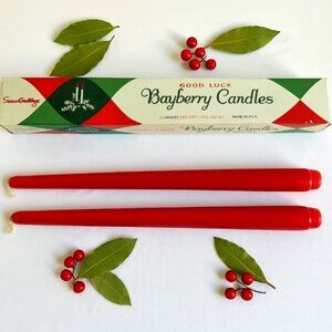 Vintage NIB Good Luck Bayberry Candles Red 12" Set of 2 Made USA